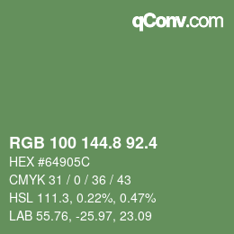 カラーコード: RGB 100 144.8 92.4 | qconv.com