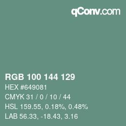 Farbcode: RGB 100 144 129 | qconv.com