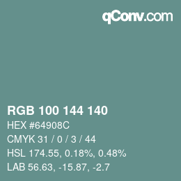 Color code: RGB 100 144 140 | qconv.com