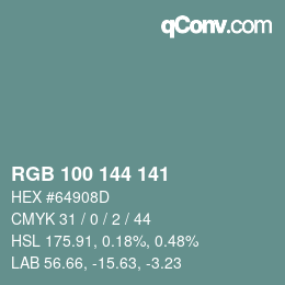Código de color: RGB 100 144 141 | qconv.com