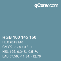 颜色代码: RGB 100 145 160 | qconv.com
