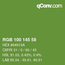 Color code: RGB 100 145 58 | qconv.com