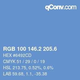 カラーコード: RGB 100 146.2 205.6 | qconv.com