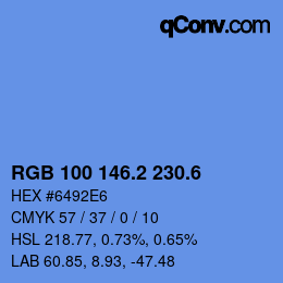 カラーコード: RGB 100 146.2 230.6 | qconv.com
