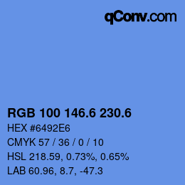 カラーコード: RGB 100 146.6 230.6 | qconv.com