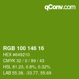 Color code: RGB 100 146 16 | qconv.com