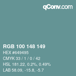 Color code: RGB 100 148 149 | qconv.com