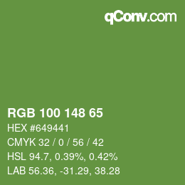 Farbcode: RGB 100 148 65 | qconv.com