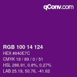 颜色代码: RGB 100 14 124 | qconv.com