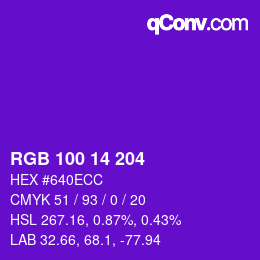 Color code: RGB 100 14 204 | qconv.com