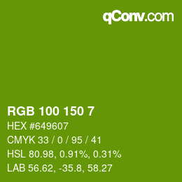 Farbcode: RGB 100 150 7 | qconv.com