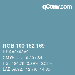 Color code: RGB 100 152 169 | qconv.com