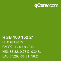 カラーコード: RGB 100 152 21 | qconv.com
