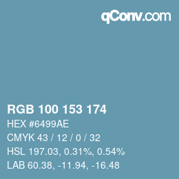 Farbcode: RGB 100 153 174 | qconv.com