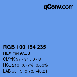 カラーコード: RGB 100 154 235 | qconv.com