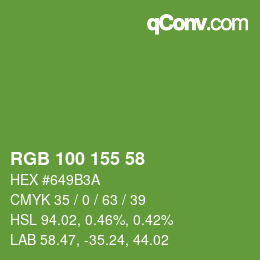 Color code: RGB 100 155 58 | qconv.com