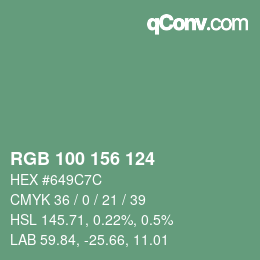カラーコード: RGB 100 156 124 | qconv.com