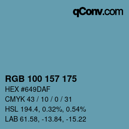Color code: RGB 100 157 175 | qconv.com