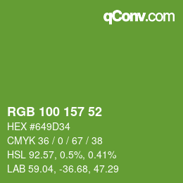 Color code: RGB 100 157 52 | qconv.com