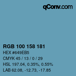 Color code: RGB 100 158 181 | qconv.com