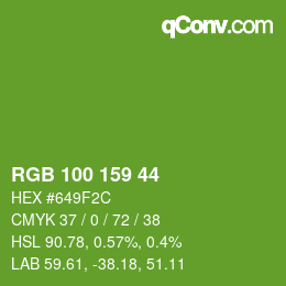 Color code: RGB 100 159 44 | qconv.com