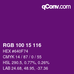 カラーコード: RGB 100 15 116 | qconv.com