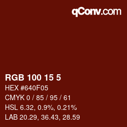 Color code: RGB 100 15 5 | qconv.com