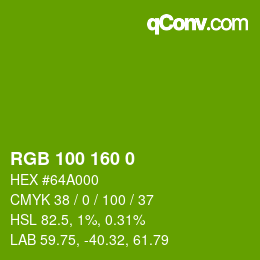 Color code: RGB 100 160 0 | qconv.com