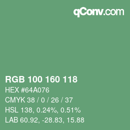 Color code: RGB 100 160 118 | qconv.com