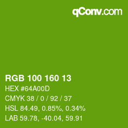 颜色代码: RGB 100 160 13 | qconv.com