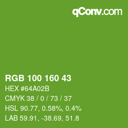 Color code: RGB 100 160 43 | qconv.com