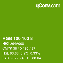 カラーコード: RGB 100 160 8 | qconv.com