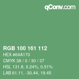 カラーコード: RGB 100 161 112 | qconv.com