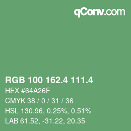 カラーコード: RGB 100 162.4 111.4 | qconv.com