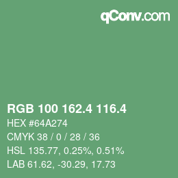 カラーコード: RGB 100 162.4 116.4 | qconv.com