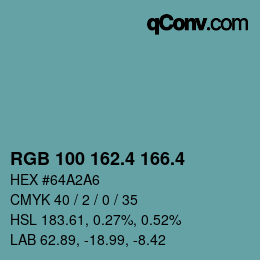 カラーコード: RGB 100 162.4 166.4 | qconv.com