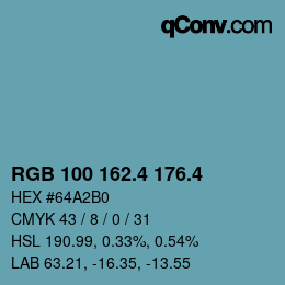 カラーコード: RGB 100 162.4 176.4 | qconv.com