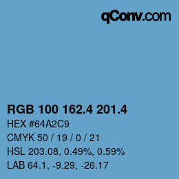 カラーコード: RGB 100 162.4 201.4 | qconv.com