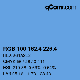 カラーコード: RGB 100 162.4 226.4 | qconv.com