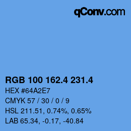 カラーコード: RGB 100 162.4 231.4 | qconv.com