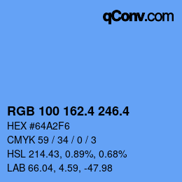 カラーコード: RGB 100 162.4 246.4 | qconv.com
