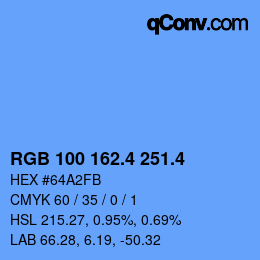 カラーコード: RGB 100 162.4 251.4 | qconv.com