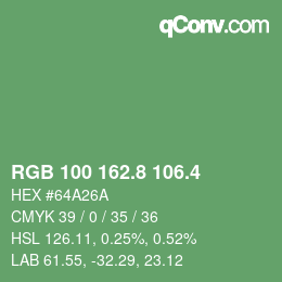 カラーコード: RGB 100 162.8 106.4 | qconv.com