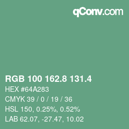 カラーコード: RGB 100 162.8 131.4 | qconv.com