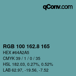 Color code: RGB 100 162.8 165 | qconv.com