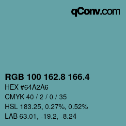 カラーコード: RGB 100 162.8 166.4 | qconv.com