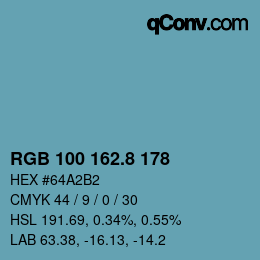 Color code: RGB 100 162.8 178 | qconv.com