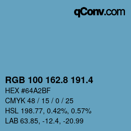 カラーコード: RGB 100 162.8 191.4 | qconv.com