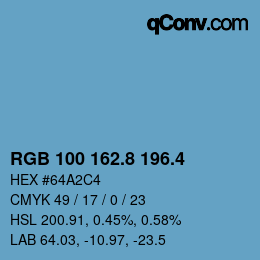 カラーコード: RGB 100 162.8 196.4 | qconv.com