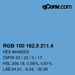 カラーコード: RGB 100 162.8 211.4 | qconv.com